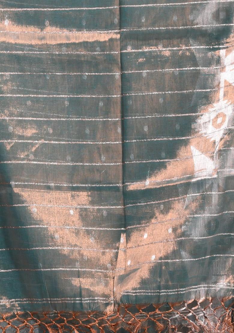 Teal Polka Dot Tissue Saree Set