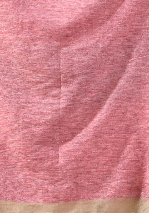 Beige Striped Soft Cotton Saree Set