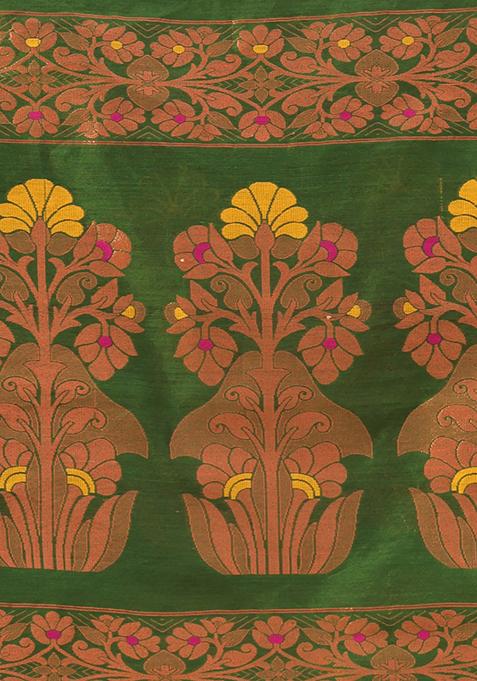 Moss Green Zari Woven Work Cotton Saree Set