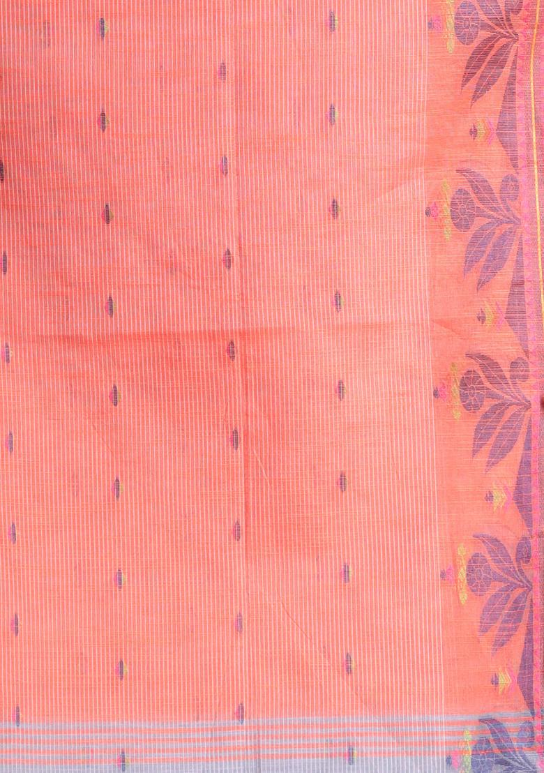 Grey Woven Design Soft Cotton Saree Set - Indya
