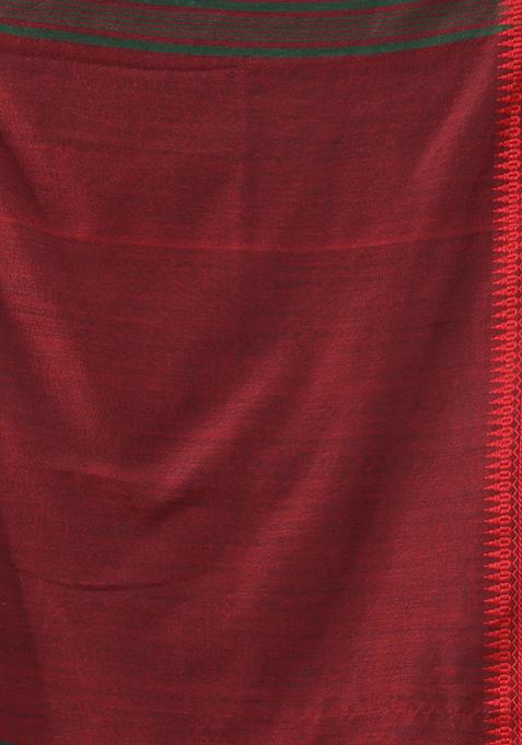 Green Solid Pure Cotton Saree Set