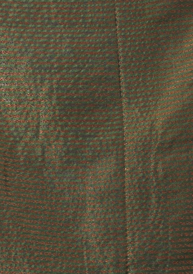 Green Woven Design Pure Cotton Saree Set