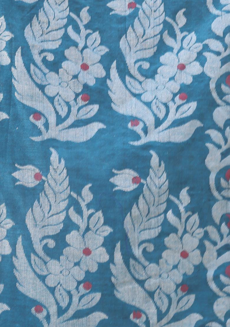 Teal Nakshi Soft Pure Cotton Saree Set