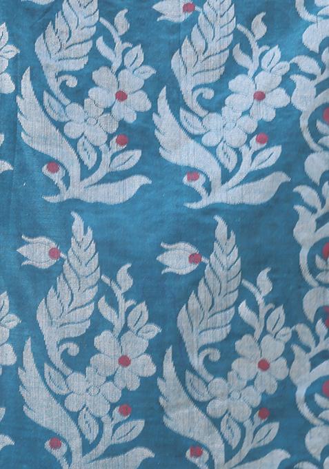 Teal Nakshi Soft Pure Cotton Saree Set