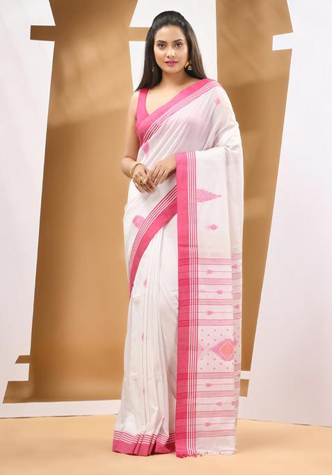 Baby White Textured Soft Cotton Saree Set