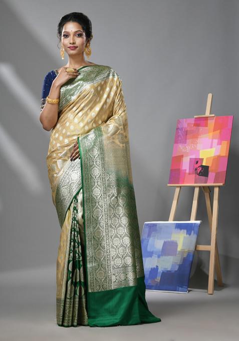 Rosewood Pink Zari Woven Design Katan Silk Saree Set