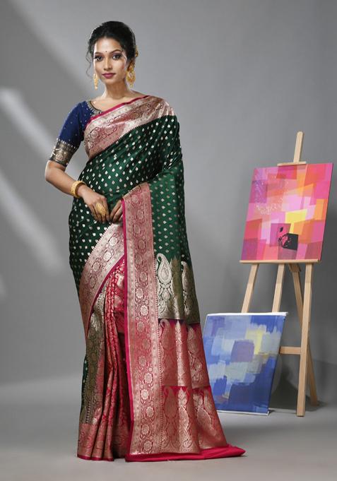 Red Zari Woven Design Katan Silk Saree Set