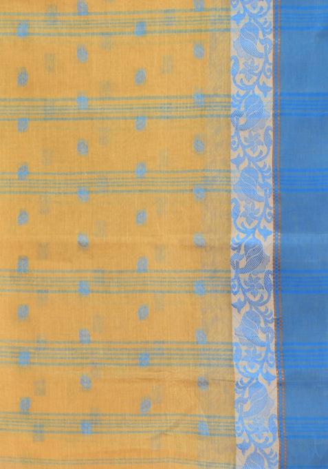 Light Beige Woven Work Cotton Saree Set