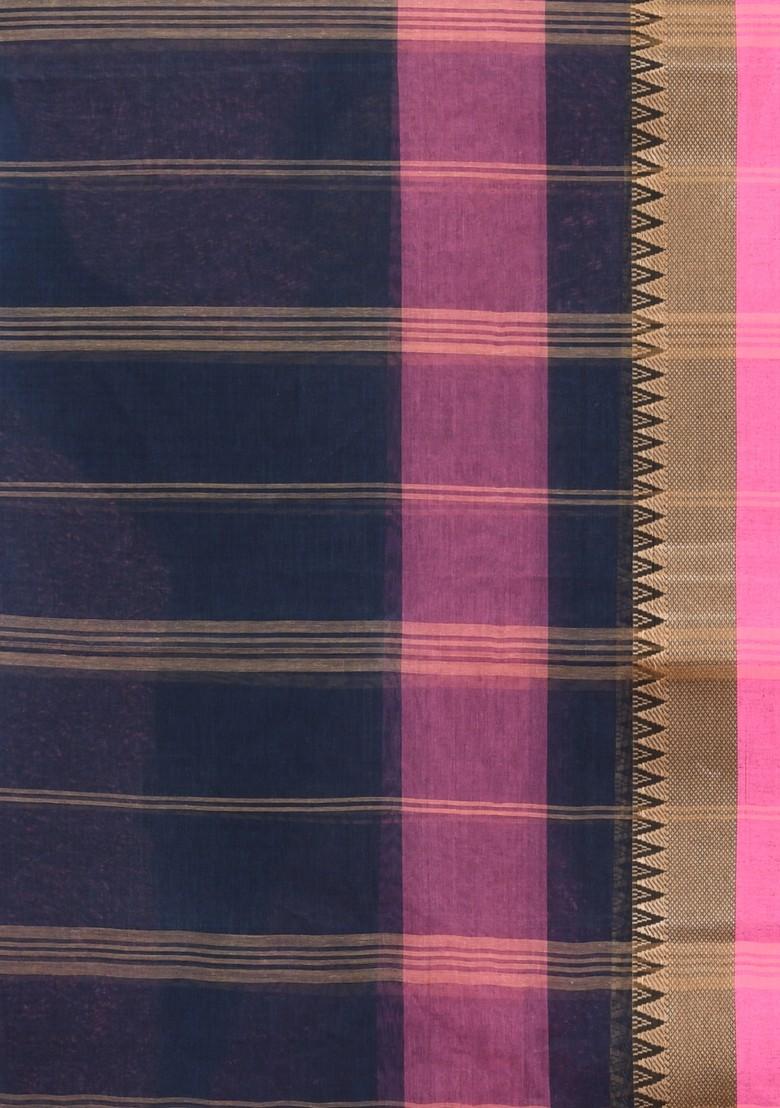 Blue Pure Cotton Saree Set