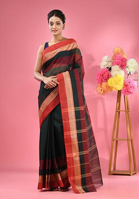 Emerald Green Pure Cotton Saree Set