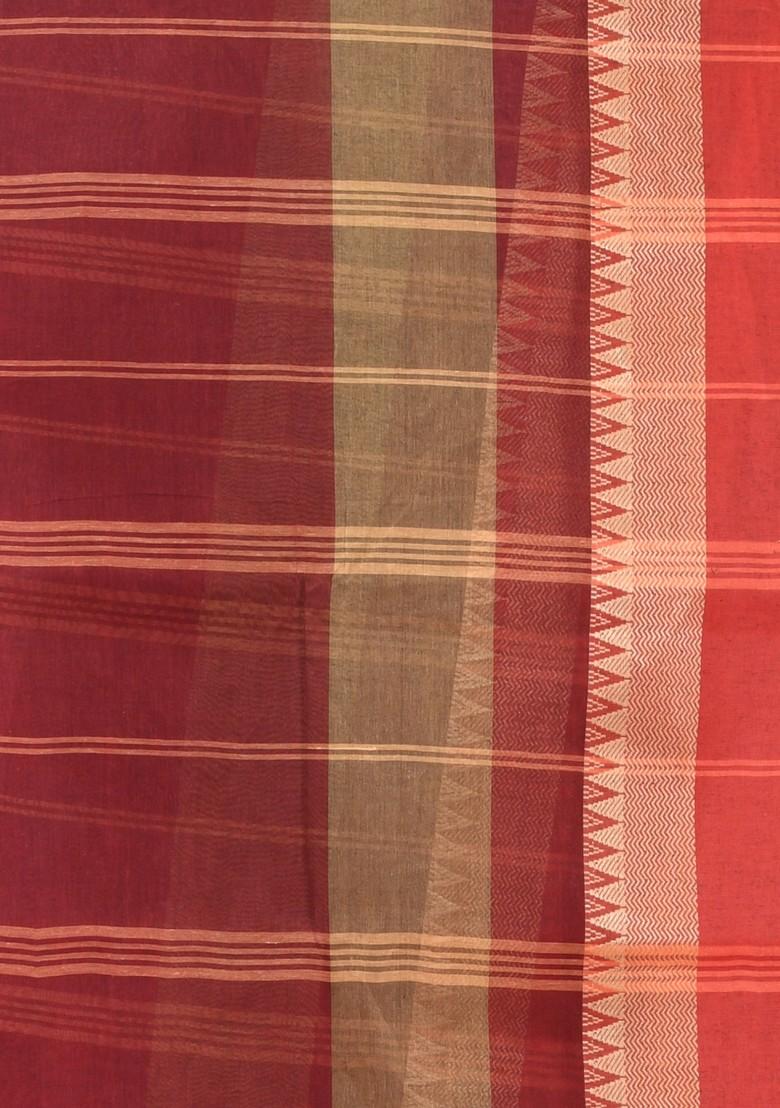 Maroon Pure Cotton Saree Set