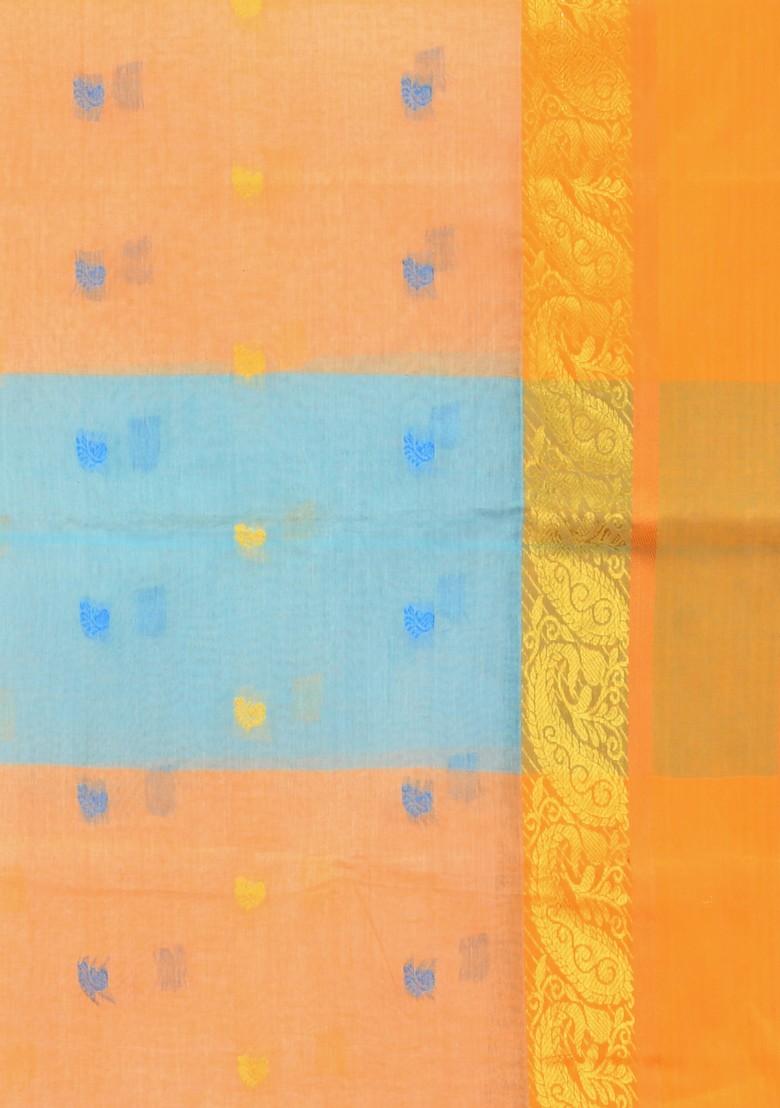 Off White Woven Design Pure Cotton Saree Set