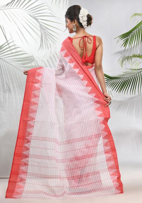 White Pure Cotton Saree Set