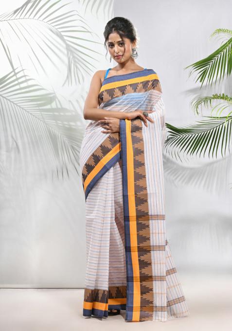 White Cotton Saree Set