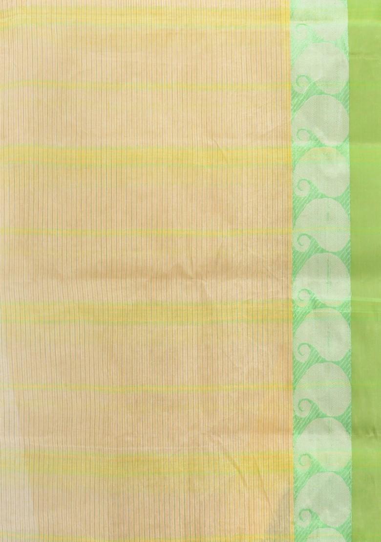 Beige Woven Design Pure Cotton Saree Set