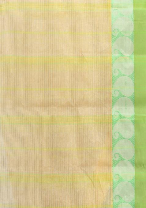 Beige Woven Design Pure Cotton Saree Set