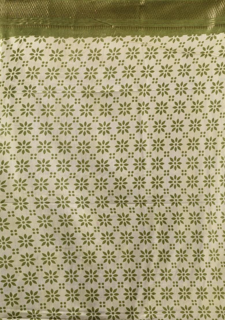 Mint Green Zari Woven Silk Blend Saree Set