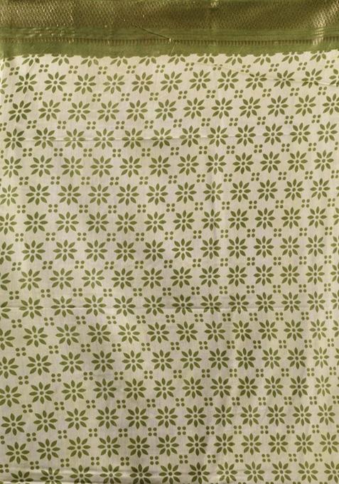 Mint Green Zari Woven Silk Blend Saree Set