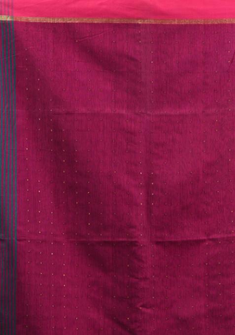 Teal Green Textured Cotton Blend Saree Set