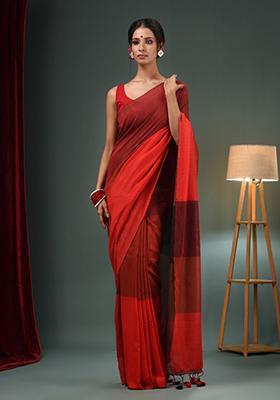 Multicolour Woven Soft Cotton Saree Set