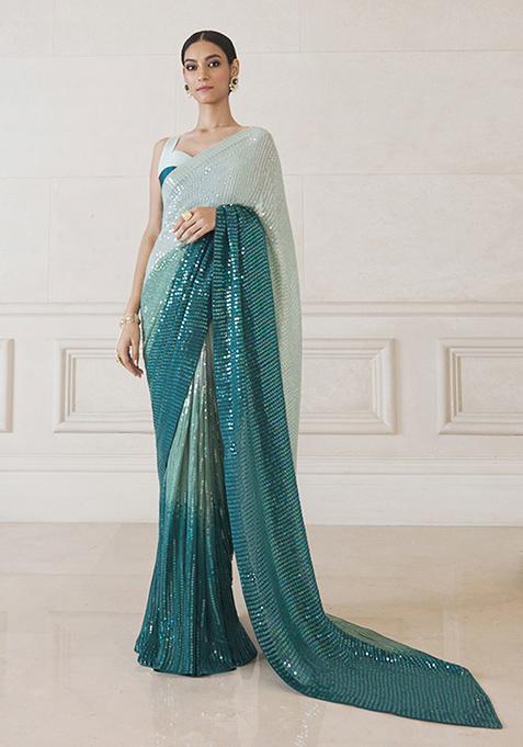 Sea Green Woven Work Art Silk Saree Set