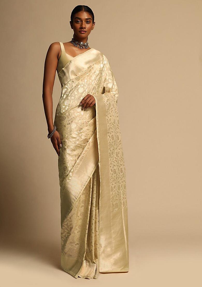 Golden Woven Design Banarasi Art Silk Saree Set