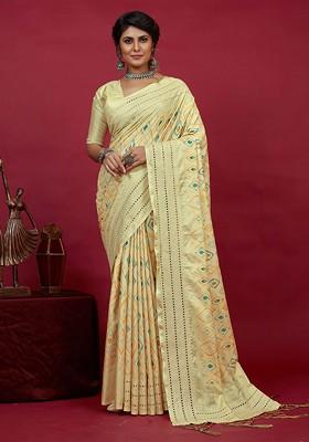 Lime Green Chikankari Embroidered Cotton Silk Saree Set