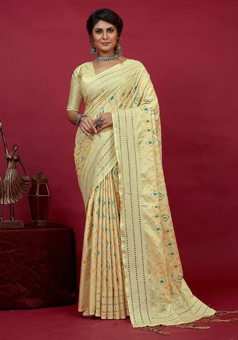 Lime Green Chikankari Embroidered Cotton Silk Saree Set