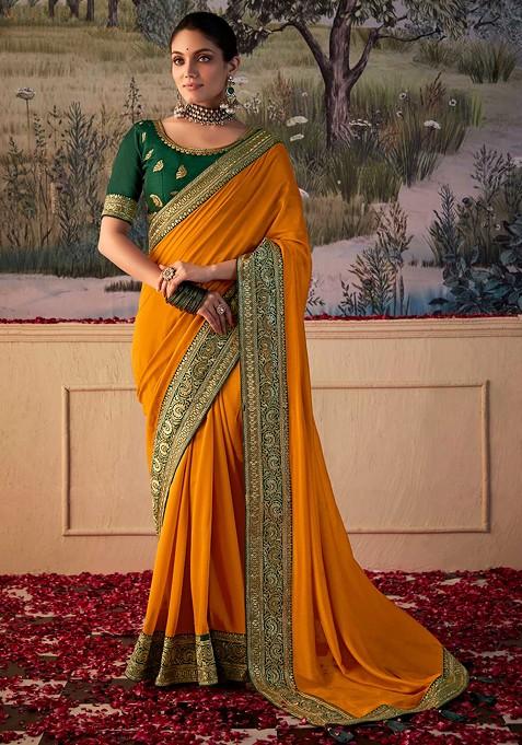 Golden Gota Patti Saree Set