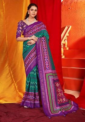 Purple Patola Print Saree Set