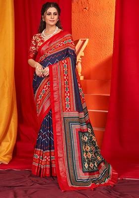 Red Patola Print Saree Set
