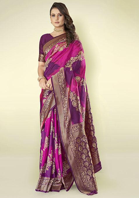 Purple Jacquard Banarasi Silk Saree