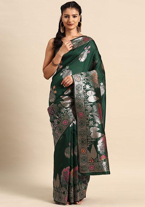 Green Jacquard Banarasi Silk Saree