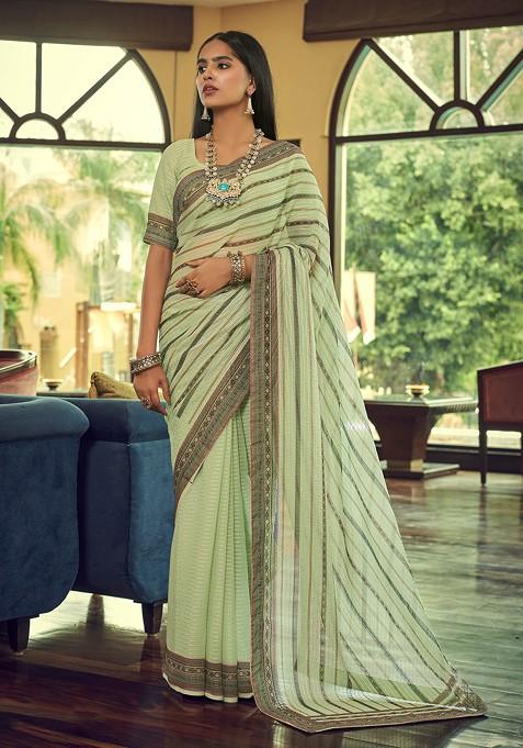 Multicolour Sequin Embroidered Georgette Saree Set