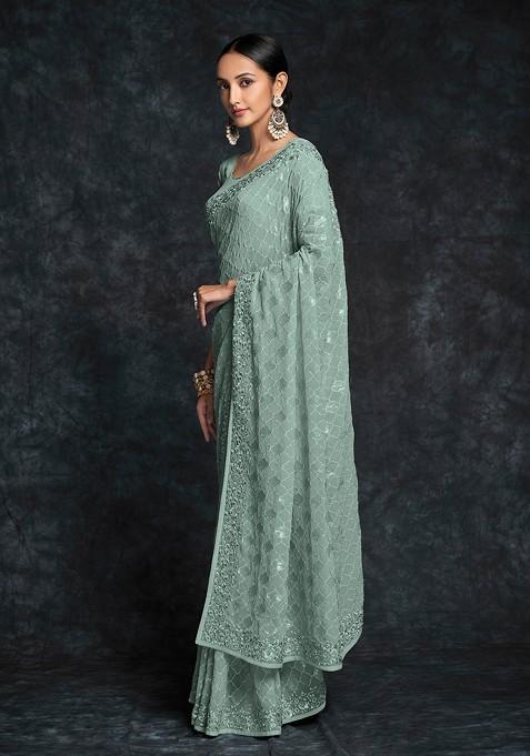 Pista Green Georgette Embroidered for Mehendi Rent main image 1