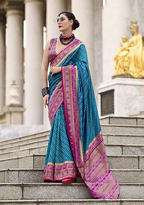 Blue Zari Woven Design Banarasi Silk Saree Set