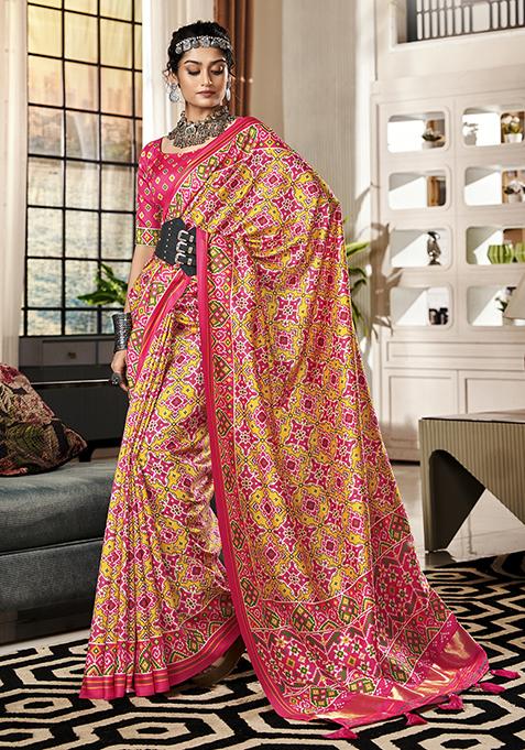 Multicolour Zari Woven Silk Saree Set