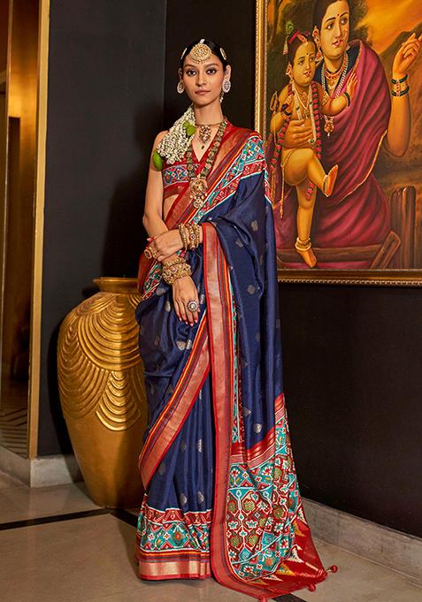 Dark Green Digital Print Silk Saree Set