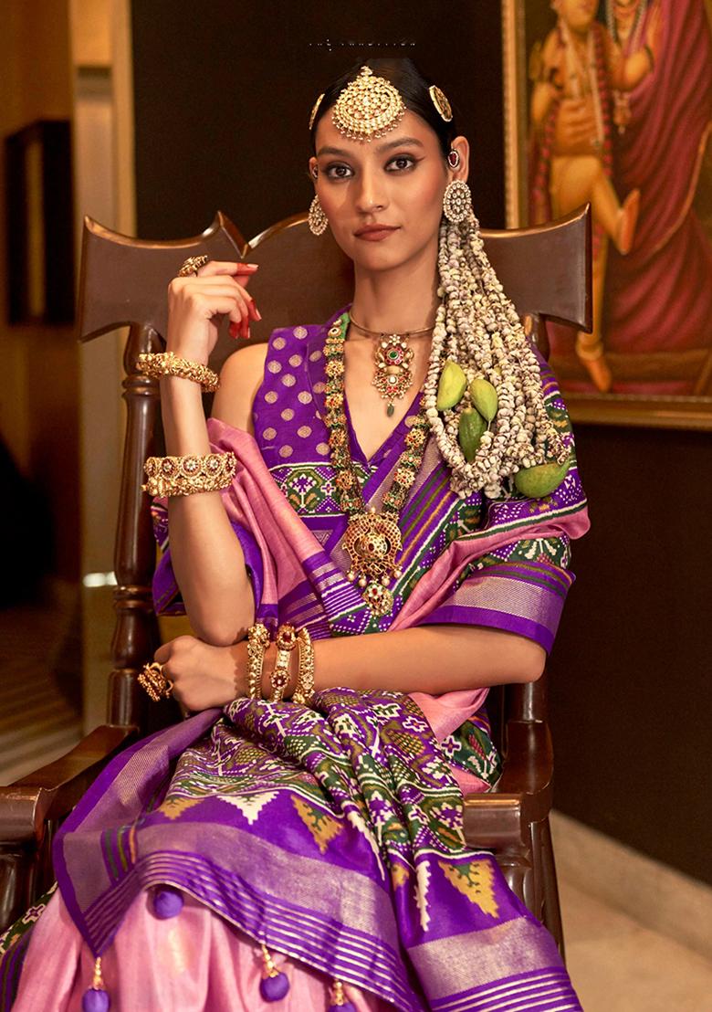 Grey Digital Print Silk Saree Set