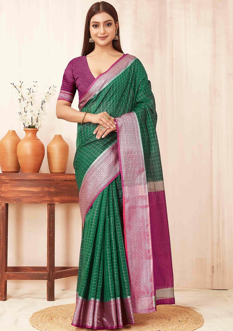 Green Zari Woven Banarasi Soft Silk Saree Set