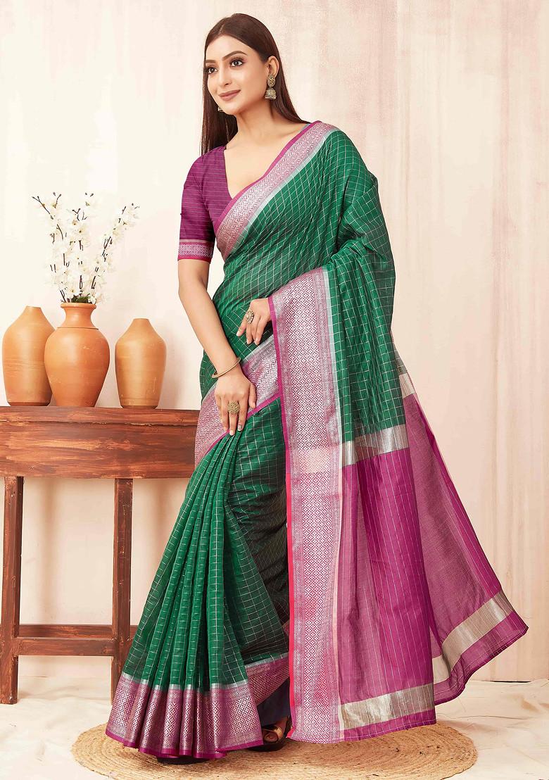 Green Zari Woven Banarasi Soft Silk Saree Set