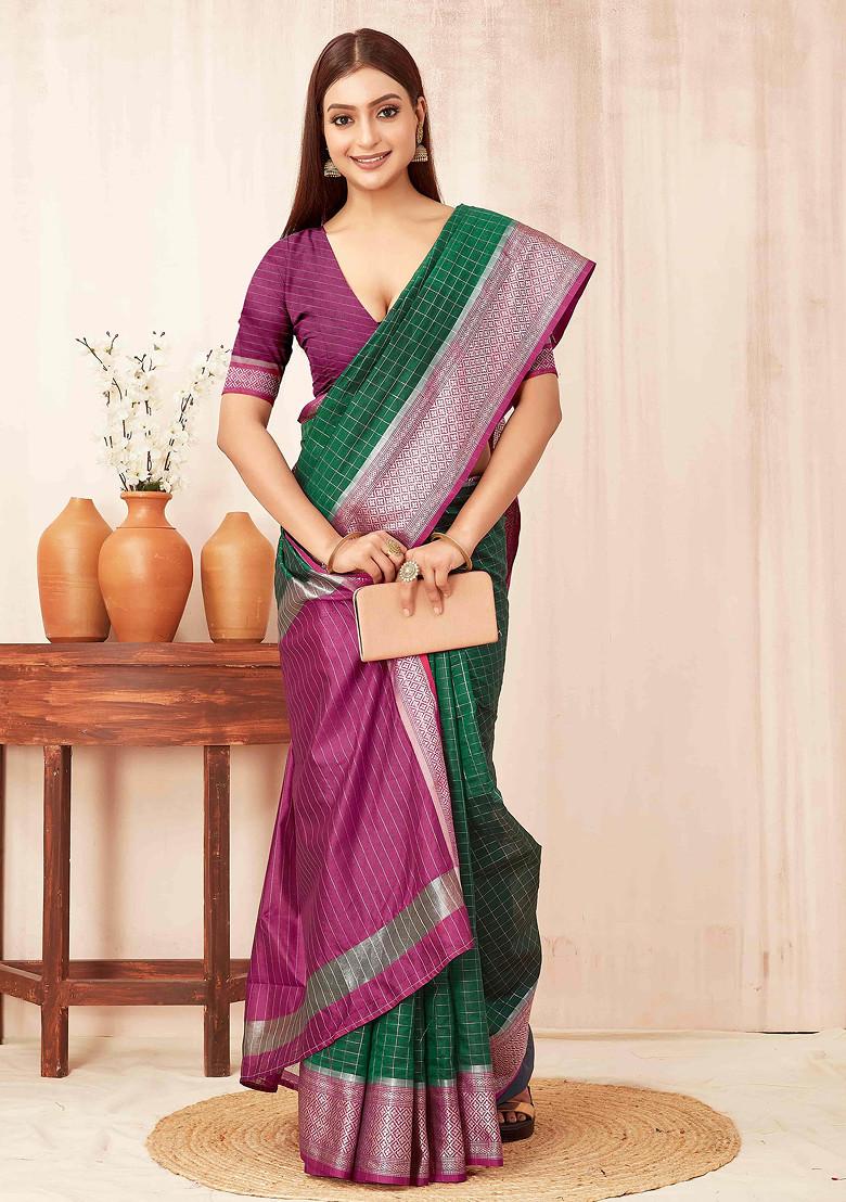 Green Zari Woven Banarasi Soft Silk Saree Set