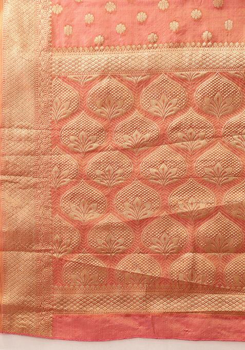 Pink Zari Woven Kanjivaram Tissue Silk Saree Set