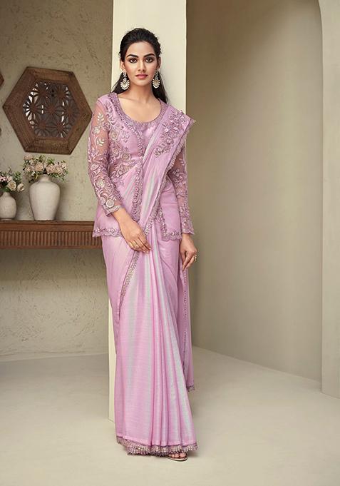 Rose Resham Embroidered Georgette Saree Set