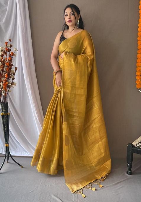 Golden Zari Work Silk Saree Set