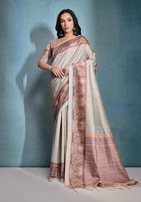 Sea Green Zari Woven Cotton Silk Saree Set