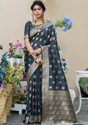 Black Zari Woven Katan Silk Saree Set