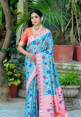 Rama Green Zari Woven Banarasi Silk Saree Set