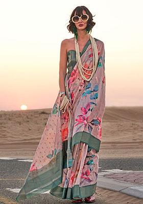 Sea Green Zari Woven Art Silk Saree Set