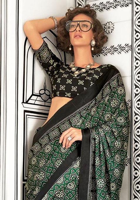 Green Zari Woven Silk Saree Set